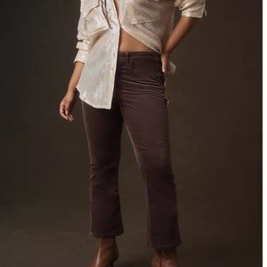 Anthropologie The Yaya Mid-Rise Corduroy Crop Flare Jeans by Pilcro
